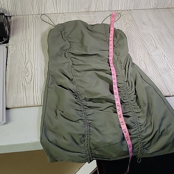 Forever 21 Ruched Toggle Drawstring Green Mini Dress Womens Size Medium NWT - Picture 11 of 12